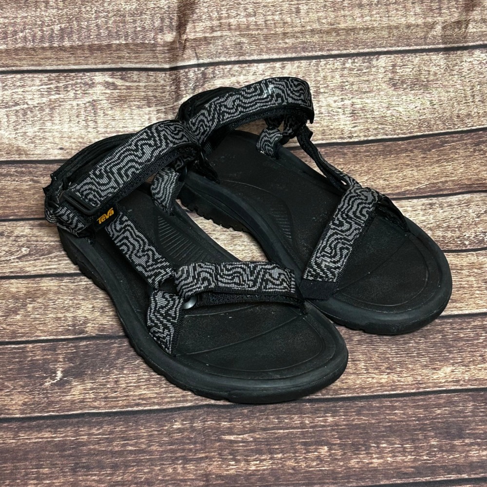 Teva Hurricane XLT2 Mens Sandals Black Grey Geometric Wave Straps Hiking 10